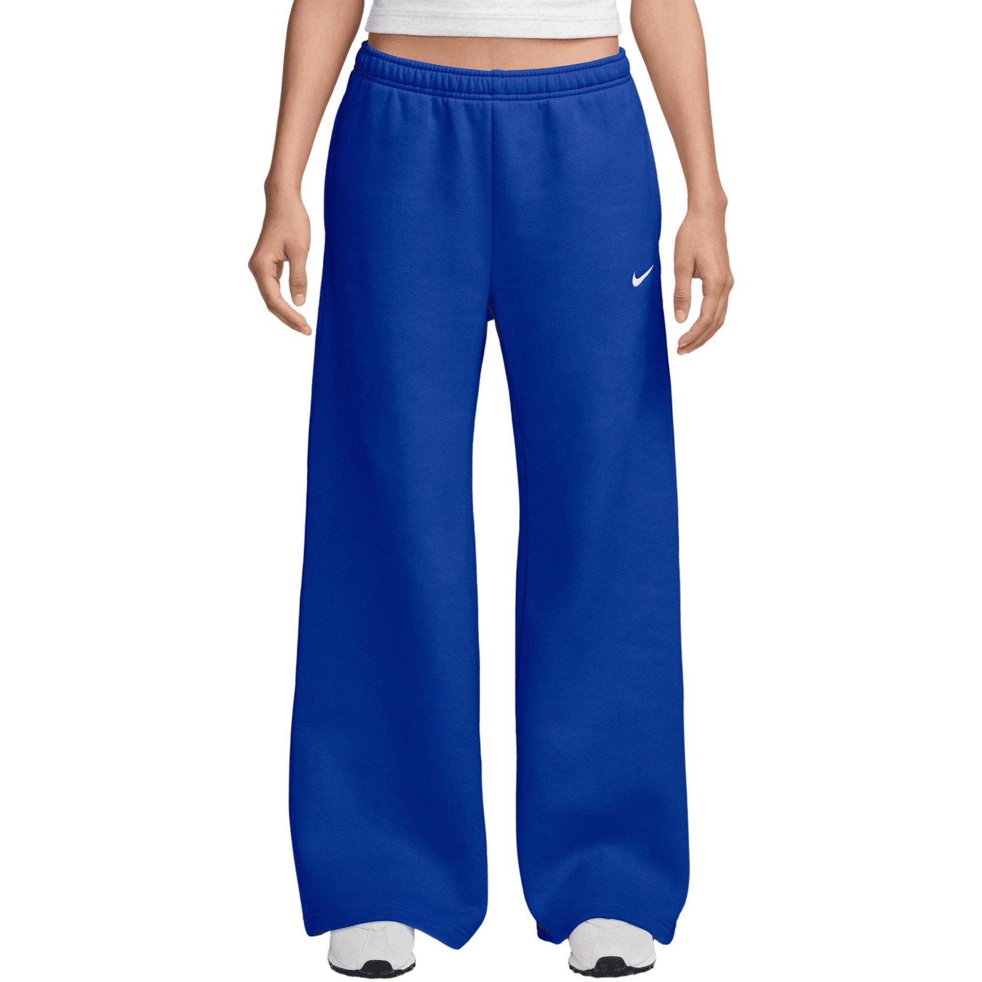 Nike Women's Studio Fleece Medium Weight Mid-Rise Wide-Leg Pants - BLUE